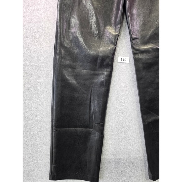 Wilfred Aritzia Black Vegan Leather Straight Leg Pants Size 2 High Rise Pants - Picture 13 of 15
